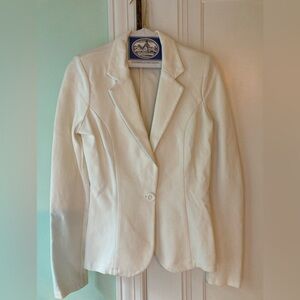 White Akira Red Label Blazer with Shoulder Pads and Black Elbow Patches